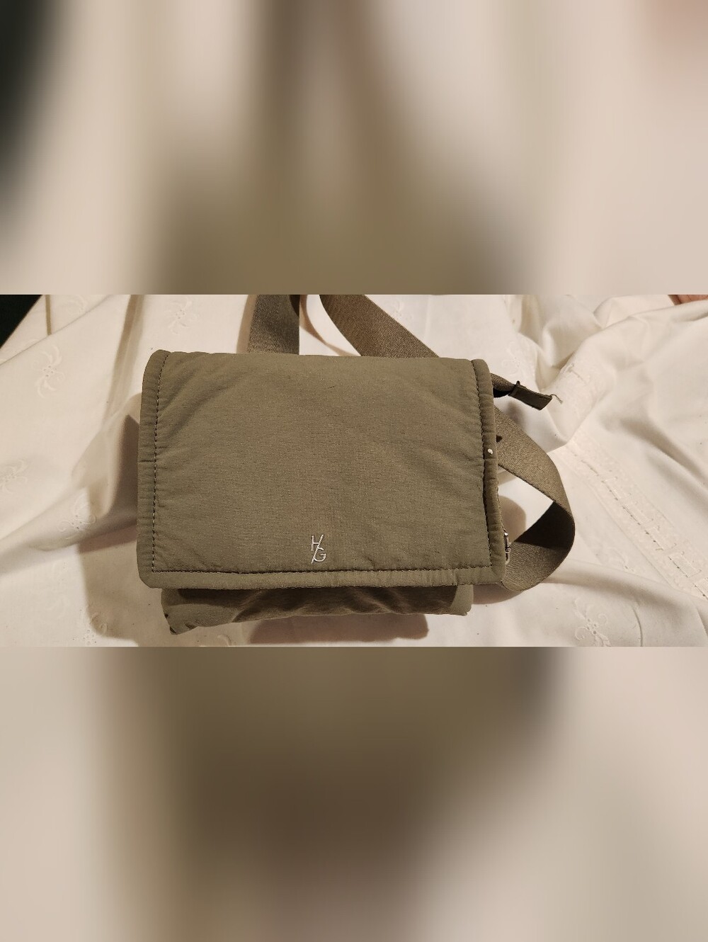 Happily Grey Baggy Crossbody Bag Purse Olive Green